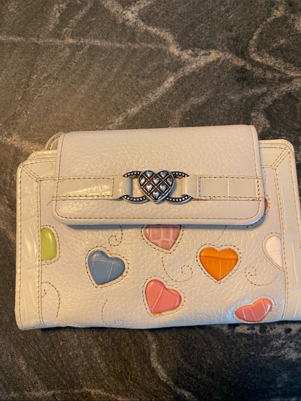 Brighton-White Heart Appliqué Wallet